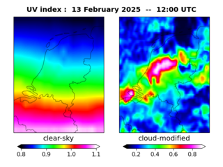 UV index map at 1200 UTC