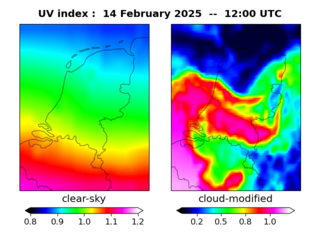 UV index map at 1200 UTC