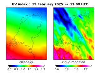 UV index map at 1200 UTC