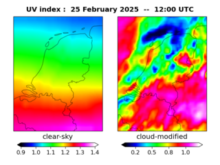 UV index map at 1200 UTC