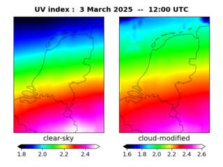 UV index map at 1200 UTC