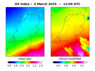 UV index map at 1200 UTC