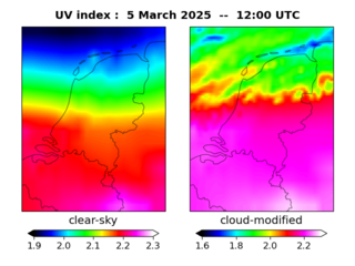 UV index map at 1200 UTC