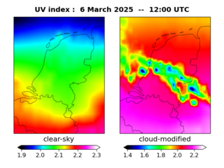 UV index map at 1200 UTC