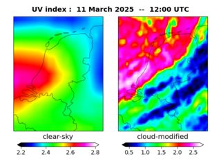 UV index map at 1200 UTC