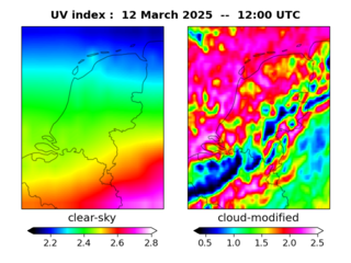 UV index map at 1200 UTC