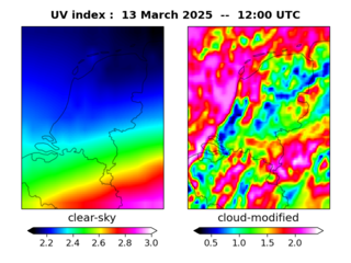 UV index map at 1200 UTC