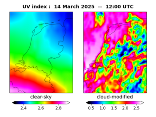 UV index map at 1200 UTC