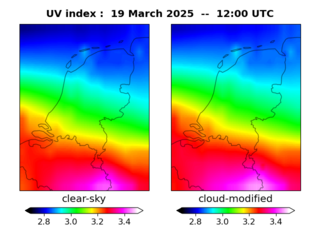 UV index map at 1200 UTC