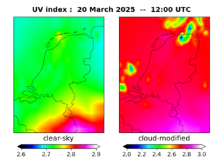 UV index map at 1200 UTC