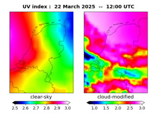 UV index map at 1200 UTC