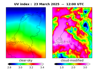 UV index map at 1200 UTC