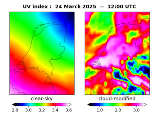 UV index map at 1200 UTC