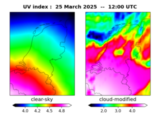 UV index map at 1200 UTC
