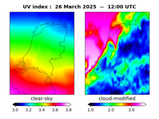 UV index map at 1200 UTC
