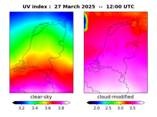 UV index map at 1200 UTC