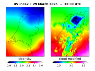 UV index map at 1200 UTC
