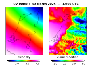 UV index map at 1200 UTC