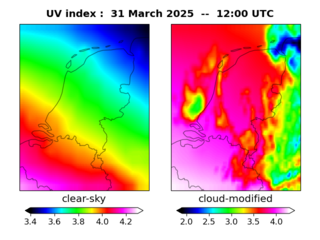UV index map at 1200 UTC