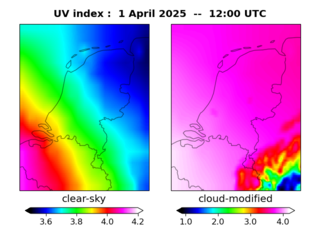 UV index map at 1200 UTC