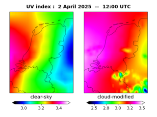 UV index map at 1200 UTC