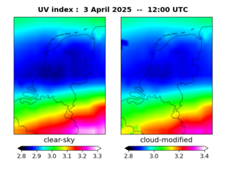 UV index map at 1200 UTC