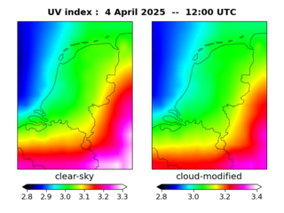 UV index map at 1200 UTC