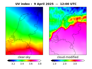 UV index map at 1200 UTC