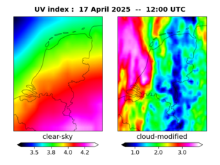 UV index map at 1200 UTC