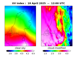 UV index map at 1200 UTC