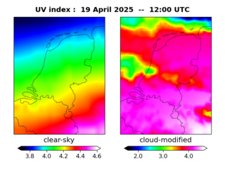 UV index map at 1200 UTC