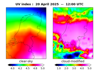 UV index map at 1200 UTC