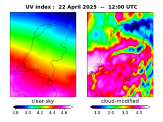 UV index map at 1200 UTC