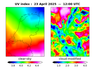 UV index map at 1200 UTC