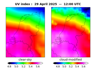 UV index map at 1200 UTC
