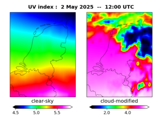 UV index map at 1200 UTC