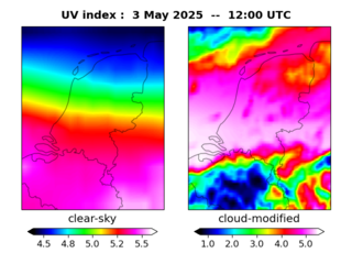 UV index map at 1200 UTC