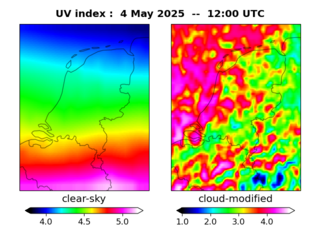 UV index map at 1200 UTC