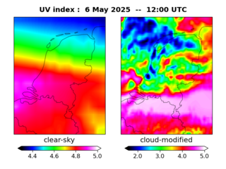 UV index map at 1200 UTC