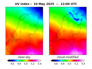 UV index map at 1200 UTC