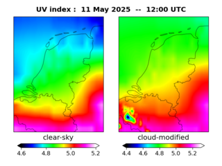 UV index map at 1200 UTC