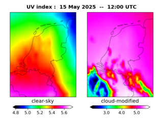 UV index map at 1200 UTC