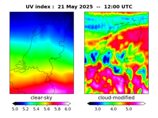 UV index map at 1200 UTC