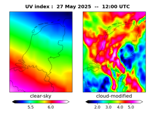 UV index map at 1200 UTC