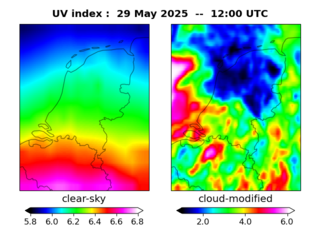 UV index map at 1200 UTC
