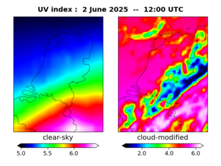 UV index map at 1200 UTC