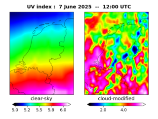 UV index map at 1200 UTC