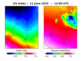 UV index map at 1200 UTC
