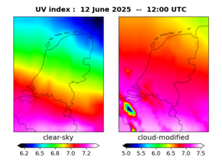 UV index map at 1200 UTC