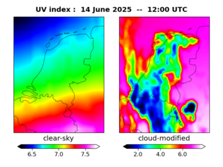 UV index map at 1200 UTC